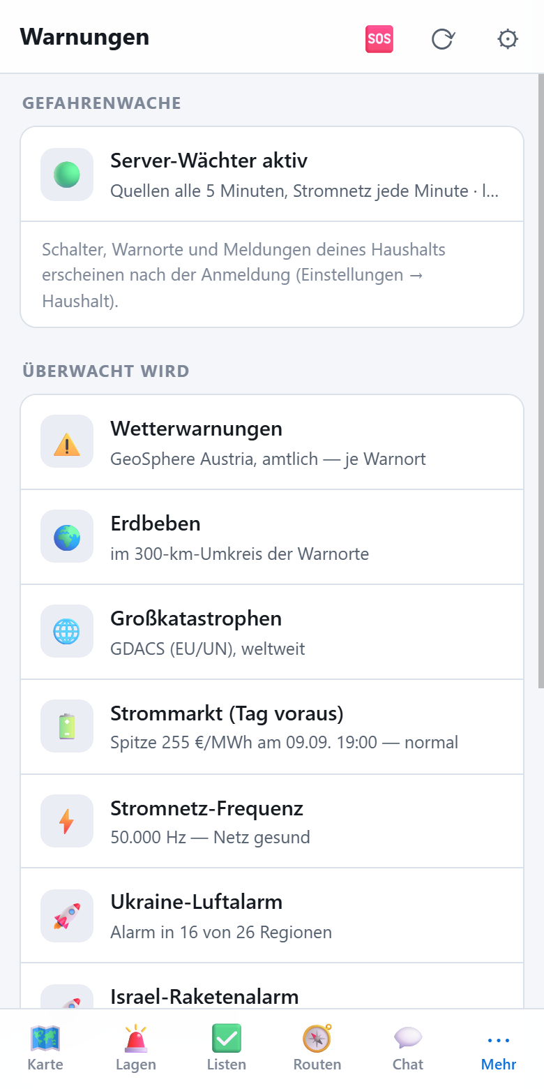 Warnungen in der App