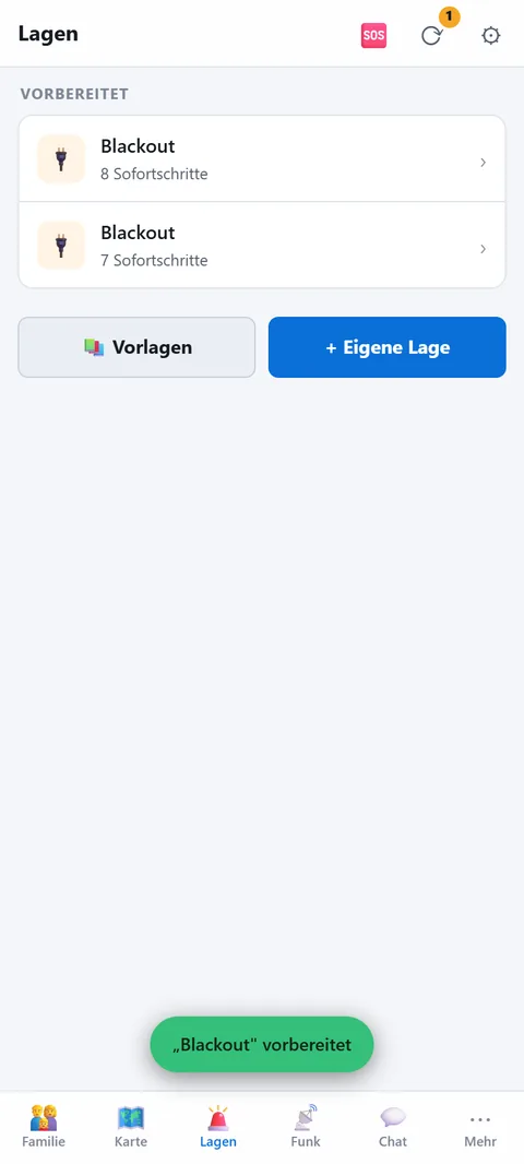 Notfallplan „Blackout" mit Sofortschritten
