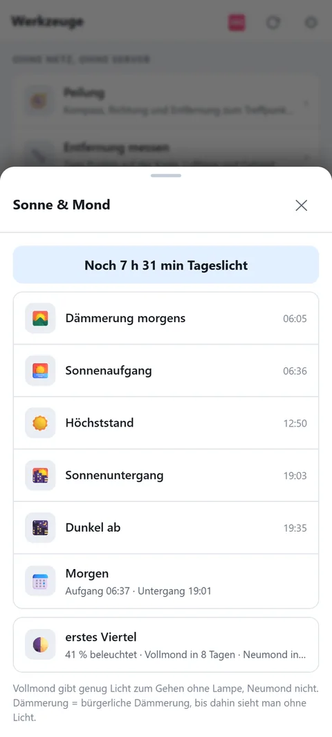 Sonne & Mond: wie lange noch Licht