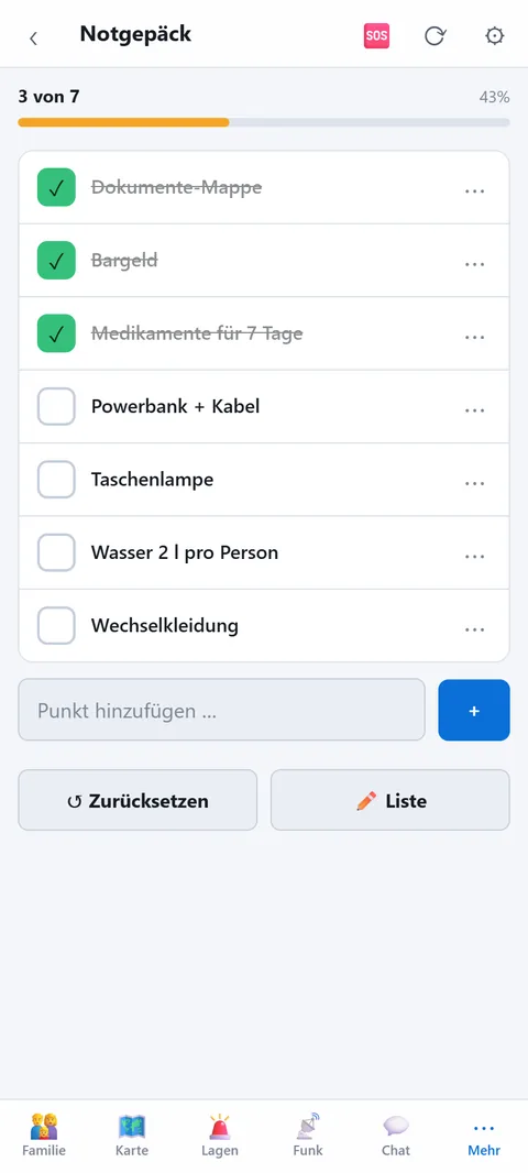 "Go-bag" list