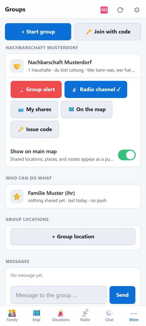 Group with code, alarm and messages
